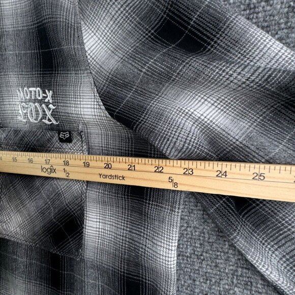 Fox Racing Button Up Shirt Women Black White Plaid Flannel Long Sleeve XL Ladies - Picture 5 of 16